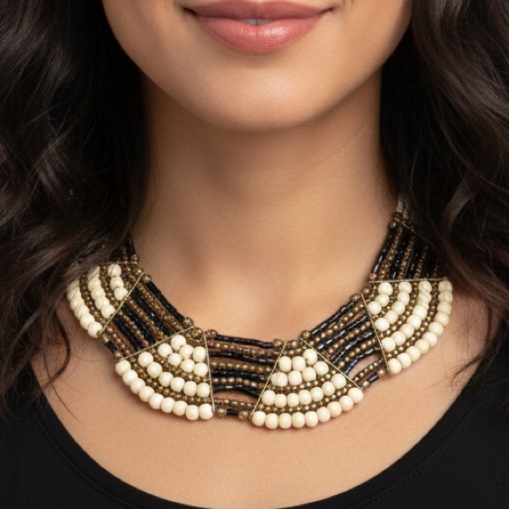 Tribal style bib necklace